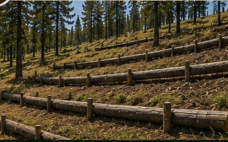 Contour log terraces repurposing woody biomass in a forest