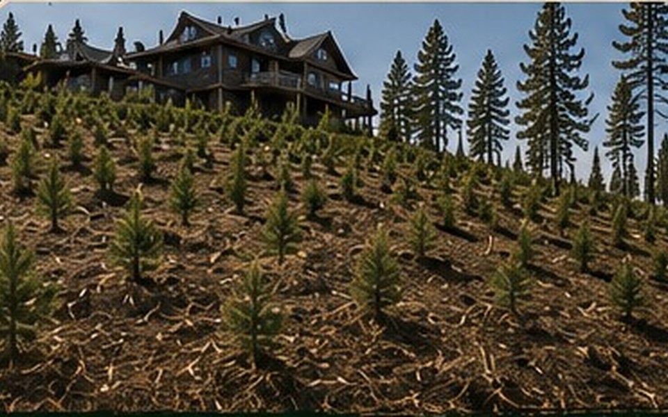Young ponderosa pines establishing on a restored mountain property